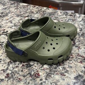 CROCS Kids Green Clogs with Blue Strap